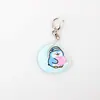 Chaveiro de Desenho Animado Estilo Ins Abraçando a Lua e o Coração Pingente Transparente de Acrílico Personalizado Dupla Face Charme para Bolsa de Casal