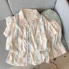 Pijamas Nuevos para Mujer, Verano Delgados Algodón Nube Manga Corta Pantalones y Shorts, Dibujos Animados Lindo Ropa de Casa para Mujer