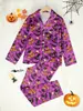 Conjunto de pijama europeo y americano para mujer de Halloween con diseños de calabaza, fantasma y gato negro, adecuado para usar en casa y se puede usar afuera