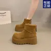 Botas de Nieve Gruesas con Piel Integrada para Mujer, Nuevo Modelo Popular Invierno 2026, Botines Cortos Estilo Birkenstock, Zapatos Cálidos de Algodón