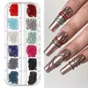 Nueva Joyería Caliente para Uñas ins Cadena Pequeña 12 Cajas Acero Dorado y Plateado Bola de Acero Pegatina Decorativa para Uñas DIY Cadena Metálica