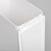 Lixeira de mesa para dormitório branca pura com tampa, lixeira doméstica para quarto e sala de estar, Cesto de papel criativo mini pequeno com tampa