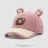 Boné de Baseball de Veludo Cotelê Estilo Coreano Outono/Inverno Infantil Meninos Meninas Ursinho Fofo Boné à Prova de Vento com Bico de Pato Chapéu de Bebê Moderno