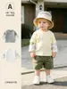 Camiseta de Manga Larga 100% Algodón para Niños, Estilo Nuevo Primavera y Otoño, Sudadera para Bebé, Camiseta Base, Top de Dos Piezas Falsas con Parches para Niños