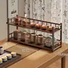 Estante de Exhibición de Escritorio para Tazas de Té, Teteteras y Juegos de Té; Soporte de Exhibición Multicompartimento para Teteteras de Arcilla Púrpura