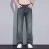 Calça Jeans Masculina Tencel Lyocell 2026 Verão Fina Caimento Reto Solta Perna Larga Calças Casuais