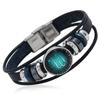 Explosões Transfronteiriças Joias Nova Pulseira de Couro de Vaca 12 Constelações diy Multicamadas Simples Pulseira de Casal