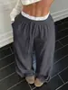 Pantalones Casuales Retro Tendencia Nuevos Otoño e Invierno 2025 para Mujer, Nuevo Estilo de Verano, Pantalones Largos Holgados de Pierna Ancha, Blanco