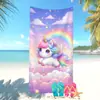 Toalla de Playa de Venta Caliente Transfronteriza para Vacaciones en la Costa, Toalla de Microfibra, Absorbente de Agua, Divertido Dibujo Animado de Unicornio, Toalla de Baño para Niños