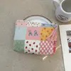 Bolsa Cosmética Linda Azul Caricatura Mini Billetera Algodón Puro Bolsa Pequeña de Tela Auriculares Lápiz Labial Bolsa de Almacenamiento Portátil