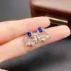 Aretes Transfronterizos de Zafiro Natural para Mujer, Accesorios de Gama Alta de Nicho, Joyería de Plata 925, Fábrica de Moda 3*5