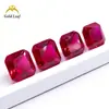 Gema Artificial Piedra Suelta Rubí Cuadrado Biselado Cuadrado Plano Corindón Rojo Collar Anillo Piedra Principal Piedra de Acompañamiento