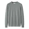 Suéter de Lana y Lyocell Texturizado Cuello Redondo para Hombre Otoño e Invierno 2026 Nuevo Estilo Capa Base Cálido Suéter de Lana Tejido
