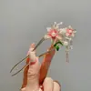 Acessórios de cabelo de liga de ferro Super temperamento de fada miçangas de arroz franja grampo de cabelo moderno simples hashi estilo antigo grampo de cabelo de passo balançante em forma de U