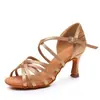 Sapatos de Dança Latina para Mulheres, Salão de Dança para Adultos com Solado Macio, Saltos Médio-Altos, Crianças Maiores Prática Cetim Profissional Dança Sapatos de Dança Country