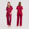 Pijama de verano Amazon para mujer, color liso, manga corta, pantalón largo, 100% seda de morera, ropa casual para el hogar de mujer, traje de seda