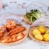 Productos Tejidos de Bambú Estilo Granja con Malla de Gasa, Cesta para Bollos al Vapor para Prevenir Moscas y Mosquitos, Recogedor con Colador, Cesta para Secar Alimentos Secos, Verduras y Frutas