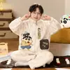 Cardigan de Pijama de Franela para Niñas con Cremallera Otoño Invierno Niños Espesado Coral Fleece Conjunto Ropa de Casa Cálida Estudiante Niño