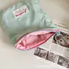 Bolsa de Maquillaje para Guardar Macarons con Bloques de Color, Bolsa Pequeña Delgada para Salidas, Bolsita Portátil para Guardar Monedas y Artículos Varios, Portátil Blanco