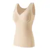 Chaleco térmico sin costuras para otoño e invierno para mujer con sujetador incorporado, no necesita usar ropa interior, retiene el calor, copa fija, corte ajustado, capa base