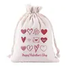 Regalo de San Valentín Transfronterizo Patrón de Corazón Bolsillo con Cordón Bolsa de Regalo Feliz San Valentín