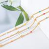 Cor de aço inoxidável corrente de contas esmaltadas pingente de coração corrente de cores mistas com gota de óleo corrente de contas de bola dourada acessórios para colar diy