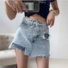 Estilo coreano talla extra chica gordita Shorts de mezclilla para mujer verano cintura alta adelgazantes ins súper calientes anti-exposición combinan con todo pantalones cortos de media pierna