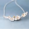 Aretes Collar Anillo de Plata Esterlina 925 para Mujer Cepillado Flor de Cerezo Fresco Elegante Aretes Coreanos Regalo de Cumpleaños para Niñas