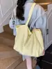 Bolsa de Tote Casual de Nylon Estilo Coreano Moda Ins Estampado de Letras Bolso de Mano Bolso de Hombro Rayado de Doble Cara Celebridad de Internet para Mujer
