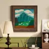Pintura de Mesa para Aparador de Restaurante Vintage con un Paisaje de Montaña, Pintura Decorativa de Alta Gama para Entrada, Dormitorio, Sala de Estar, Pintura Pequeña para Colgar
