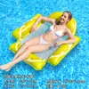Raft Inflable Flotante Modelo Nuevo Transfronterizo para Exteriores Plegable con Respaldo Malla Cama Flotante Productos Inflables para Agua Sillón Cama Flotante