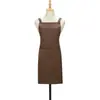 Delantal de color liso con bolsillo y tirantes, unisex, simple y elegante, versátil para tiendas de té de burbujas y cafeterías, ropa de trabajo con estampado
