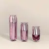 Botellas de Loción Cosmética de Alta Gama con Set de Diamantes Grandes de Alta Gama Color Rosa para Cremas 15/30/50g