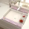Venta directa de fábrica tapete secante de tierra de diatomeas con estampado de leopardo y diseño de gatito lindo, absorbente y resistente a la suciedad, adecuado para lavabo, cocina y baño