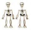 Pendientes de Calavera con Diamantes Completos de Halloween Transfronterizos Creativos de Lujo para Mujer Personalidad Divertida Fiesta Pendientes de Pedrería