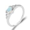 Elle Mosha Retro Estilo Elegante Ouro Platina em forma de coração Coroa de opala azul e branca Anel de temperamento feminino
