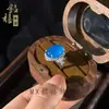 Anel oval de calcedônia branca cristalina com cravação completa de diamantes, toque de luxo leve e de alta qualidade, calcedônia cravejada com faces branca, amarela e verde em ambos os lados