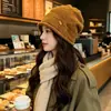 Gorro de Lana Holgado de Cabeza Grande para Mujer, Gorro de Punto Rizado Cálido para Otoño e Invierno, Gorro de Moda para Exteriores de Celebridad de Internet para Clima Frío