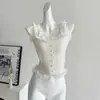 Camisola Pura Pasión con Adorno de Encaje Dulce y Picante para Mujer, Top de Verano Tejido Ajustado de Manga Corta sin Mangas