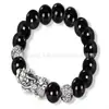 Pulsera pie plata 999 valiente hombres y mujeres este año transferencia de fortuna cuentas de dinero pulsera de ágata obsidiana al por mayor