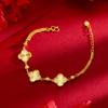 Pulsera de imitación de oro de 24k pulsera vacía exquisita para hombre y mujer gruesa 5D Trébol para novia suministro Taobao al por mayor