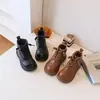 Botas de exterior antideslizantes para niños y niñas, estilo británico, botines de otoño e invierno, botines Martin para niños, botas de cuero