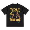 BC 2Pac Figura Pike Rapper Hip Hop Europeu e Americano de Rua Grande Tamanho Grande Homens e Mulheres Camiseta de Manga Curta com Estampa Retro