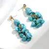 Aretes de Tachuela con Colgante de Racimo de Turquesa Bohemio