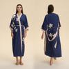Roupão de Banho Seda Sintética, Pijama de Cetim Tamanho Grande para Mulheres, Roupa de Dormir Longa Fina de Manga Longa para Primavera e Outono, Roupa de Casa, Camisola Estilo Europeu e Americano