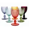 Copa de vino tinto vidrio de color copa con patrón vintage repujado copa de vidrio de alta transparencia copa de vino tinto personalizada