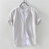 Camisa de linho masculina, manga curta, gola casual, verão 2021, jovem, algodão fino, linho, meia manga, solta, marca da moda
