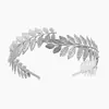 Faixa de Cabeça com Folhas de Metal Cruzadas Francesa Popular Europeia e Americana Faixa de Cabeça para Noiva Grampo de Cabelo com Folha Dourada Faixa de Cabeça Acessórios de Cabelo Atacado