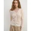 Ropa Estilo Hong Kong/EE. UU. / Cardigan de Punto Holgado con Cuello en V de Encaje Cachemir Mezcla Ropa Exterior Suéter de Lana para Mujer