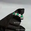 Anel de prata banhado a prata com incrustação de moda nacional nova calcedônia verde ágata verde esmeralda temperamento feminino anel aberto de jade